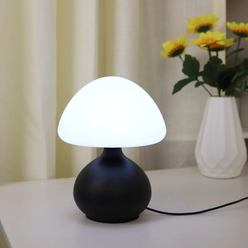 Euroselle Modern Mushroom Table Lamp With 3 Color Settings For Bedside Or Desk