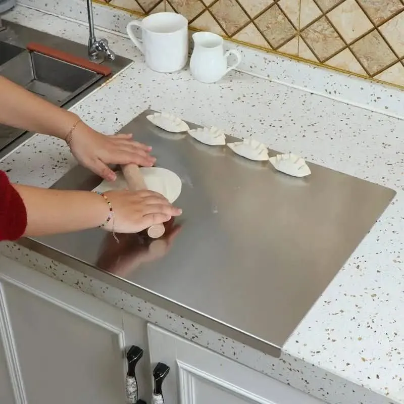 Euroselle Stainless Steel Food Prep Board With Integrated Edge And Non Slip Feet