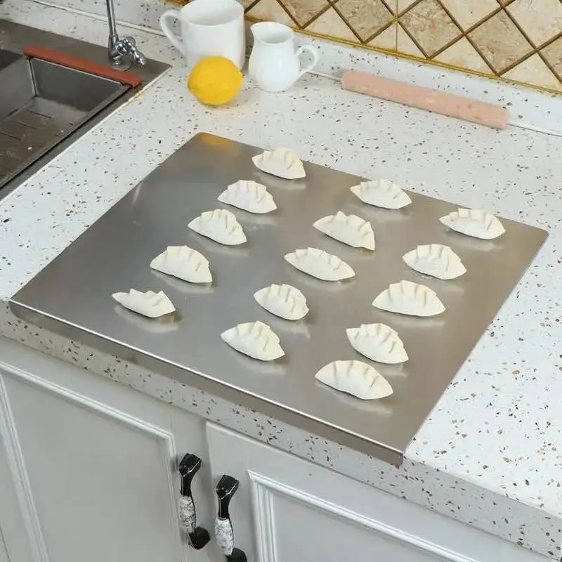 Euroselle Stainless Steel Food Prep Board With Integrated Edge And Non Slip Feet