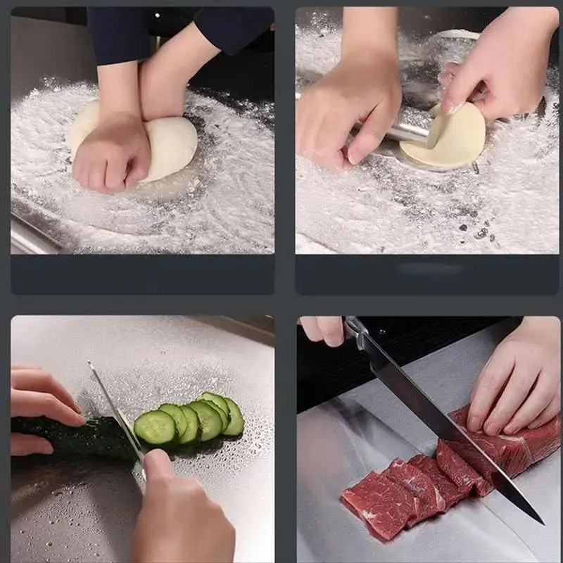 Euroselle Stainless Steel Food Prep Board With Integrated Edge And Non Slip Feet