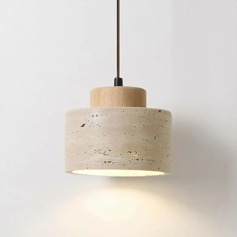 LumaStone Adjustable-Height Natural Stone Pendant Light By Euroselle