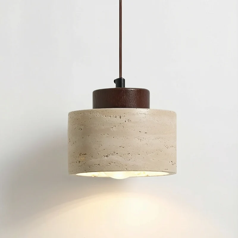 LumaStone Adjustable-Height Natural Stone Pendant Light By Euroselle