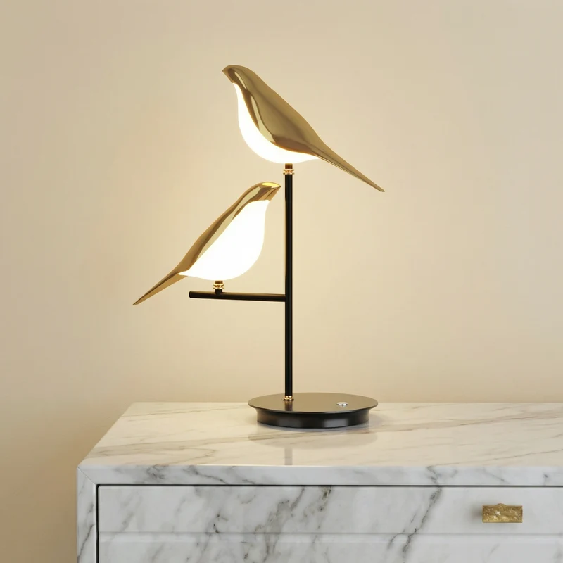 Euroselle Avian Silhouette LED Table Lamp For Cozy Ambiance At Bedside Or Desk