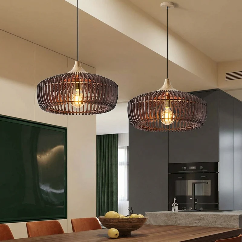 Elmora Natural Wood Pendant Light By Euroselle With Nordic Kitchen Design