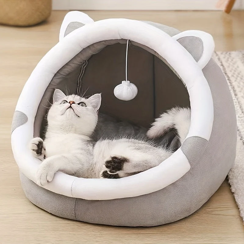 Euroselle Soft Cozy Cat Cave Bed Plush Hideout For Cats