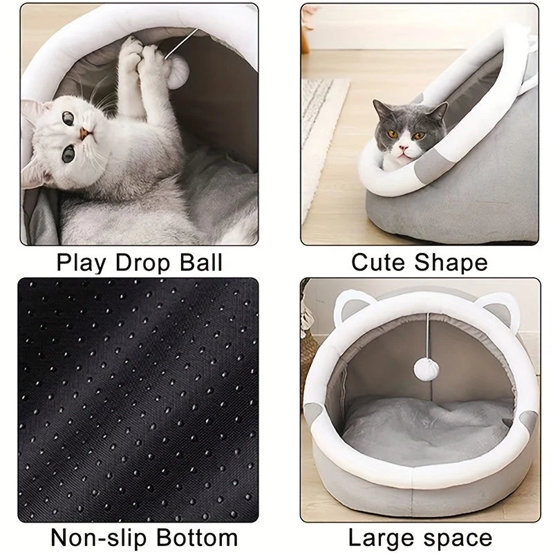 Euroselle Soft Cozy Cat Cave Bed Plush Hideout For Cats