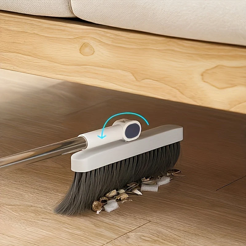 Euroselle Rotatable Long-Handle Broom And Dustpan Set With Built-In Comb Teeth