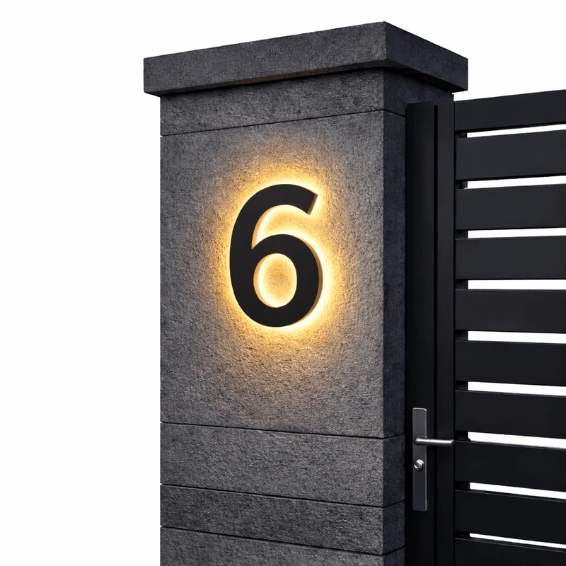 Euroselle Customizable LED House Number Sign With Stainless Steel And Acrylic Illuminated Address