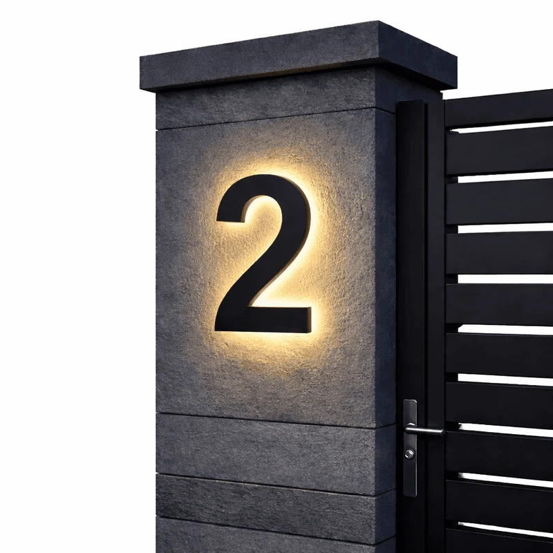Euroselle Customizable LED House Number Sign With Stainless Steel And Acrylic Illuminated Address