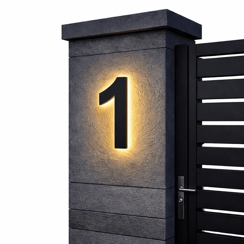 Euroselle Customizable LED House Number Sign With Stainless Steel And Acrylic Illuminated Address