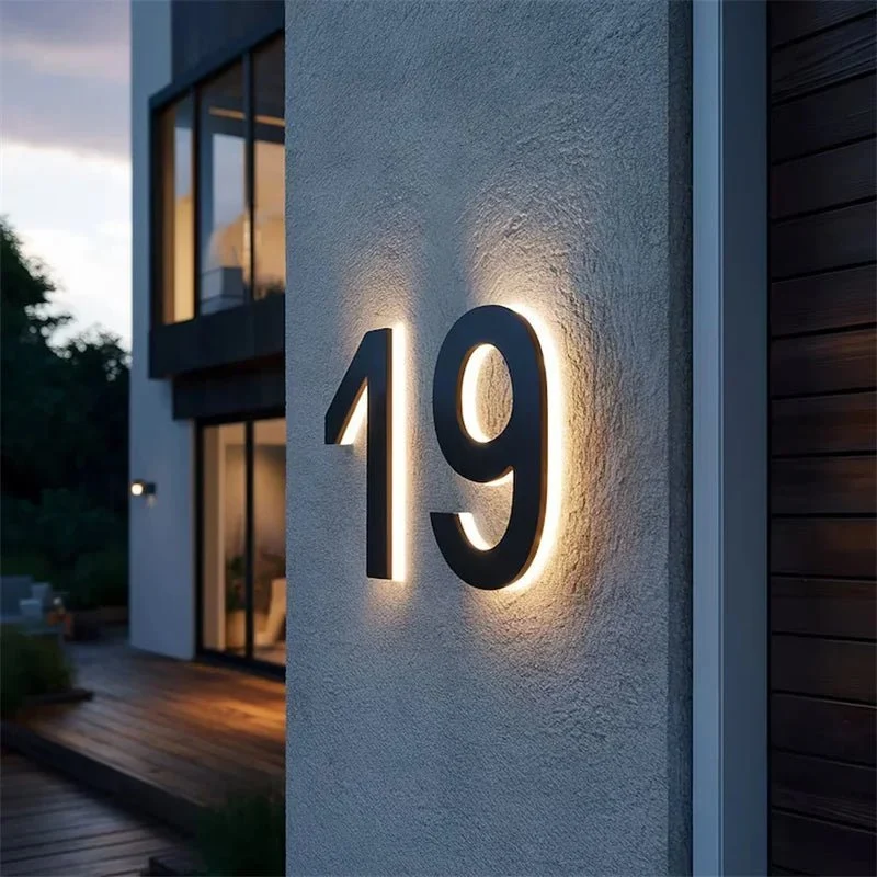 Euroselle Customizable LED House Number Sign With Stainless Steel And Acrylic Illuminated Address