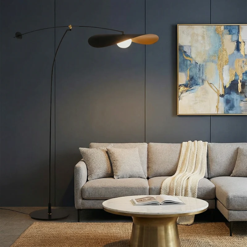 Euroselle Luma Line Bamboo Floor Lamp With Soft LED Glow Illumination