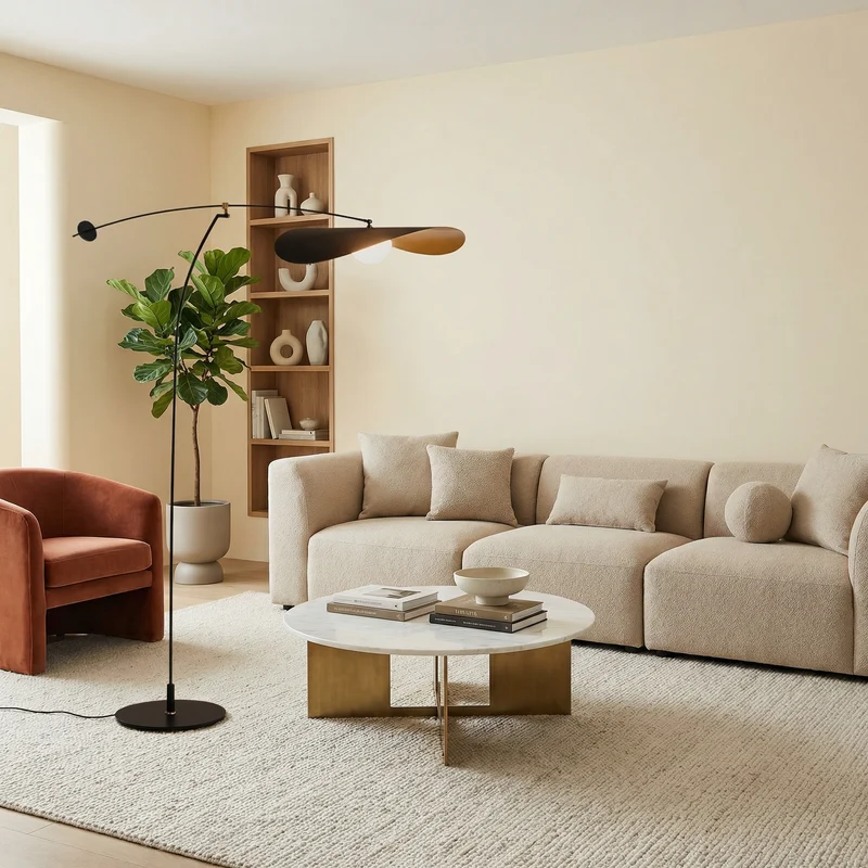Euroselle Luma Line Bamboo Floor Lamp With Soft LED Glow Illumination