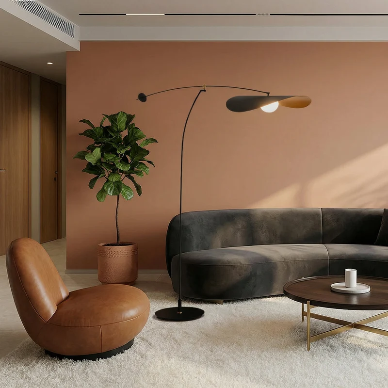 Euroselle Luma Line Bamboo Floor Lamp With Soft LED Glow Illumination