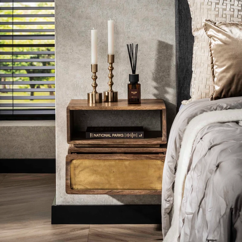Nachttisch 1 Schublade brass