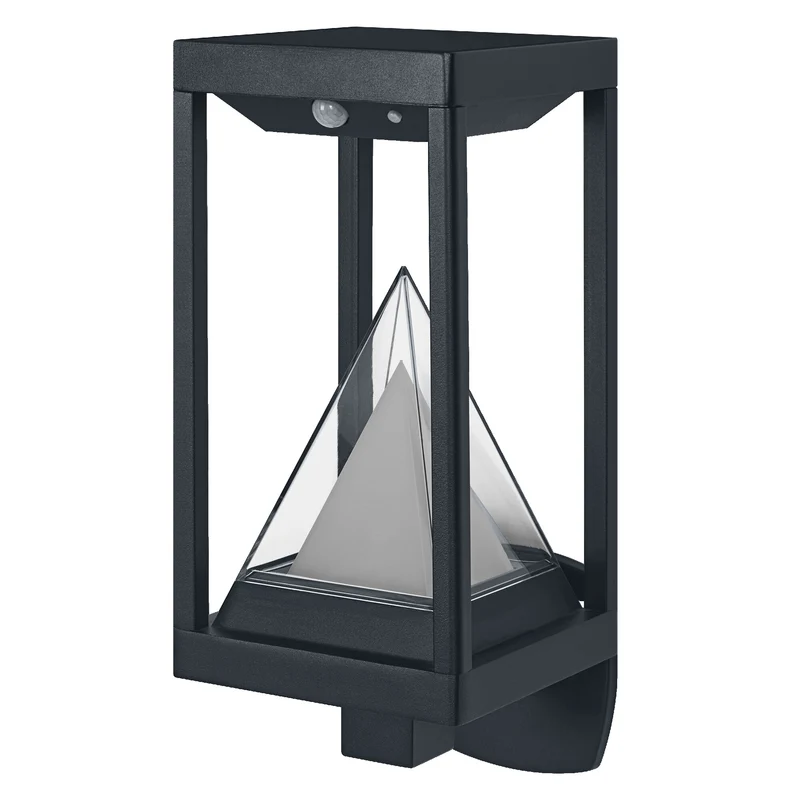 OSRAM SMART+ Outdoor Bluetooth Solar-Wandleuchte, mit warmweißem (3000K) und Farblicht, ohne Strom nutzbar, bis 2,5 Stunden Brenndauer bei 100% Licht, wiederaufladbar mit USB-C Kabel, IP44, Sensor