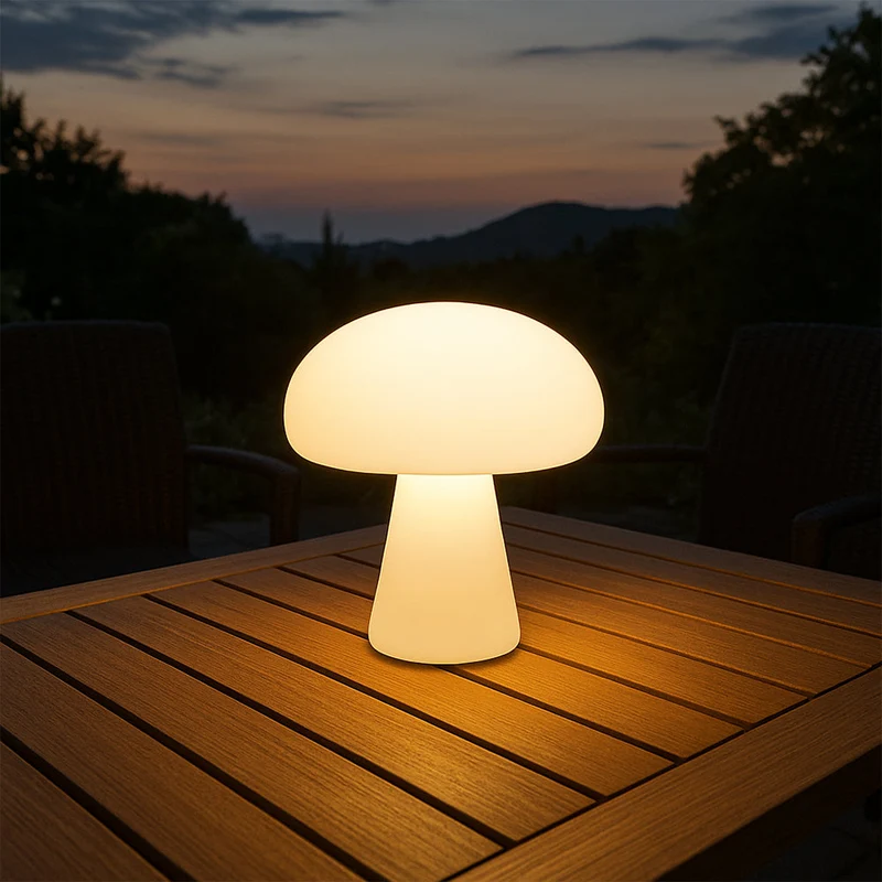 Euroselle Modern Mushroom Table Lamp With Warm White LED Acrylic Bedside Light