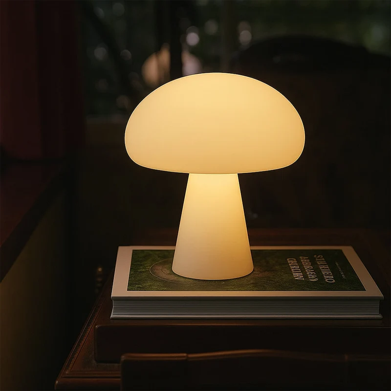 Euroselle Modern Mushroom Table Lamp With Warm White LED Acrylic Bedside Light