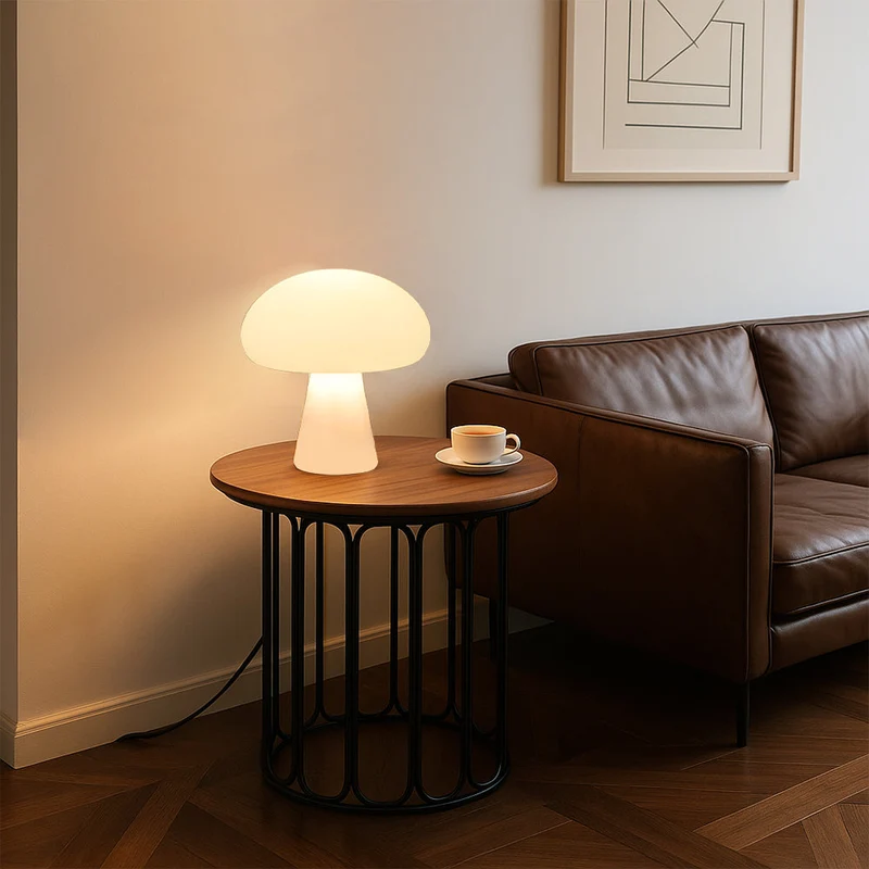 Euroselle Modern Mushroom Table Lamp With Warm White LED Acrylic Bedside Light