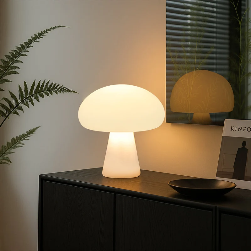 Euroselle Modern Mushroom Table Lamp With Warm White LED Acrylic Bedside Light