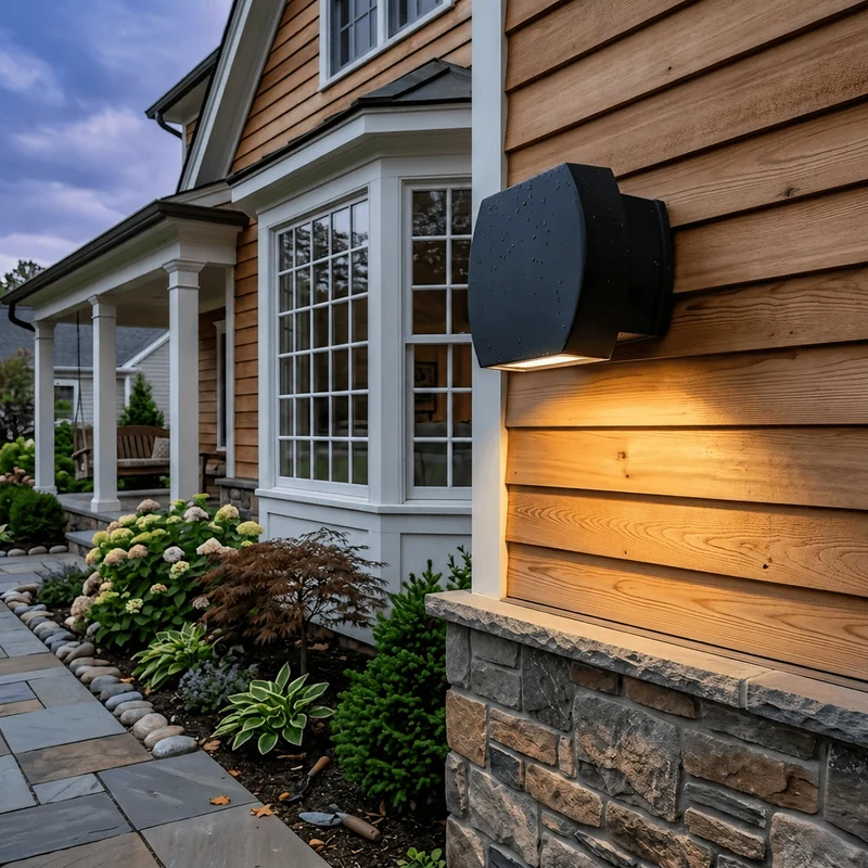 Euroselle Modern Outdoor Wall Light With Metal And Glass LED