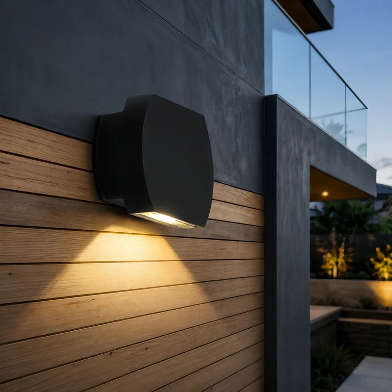 Euroselle Modern Outdoor Wall Light With Metal And Glass LED