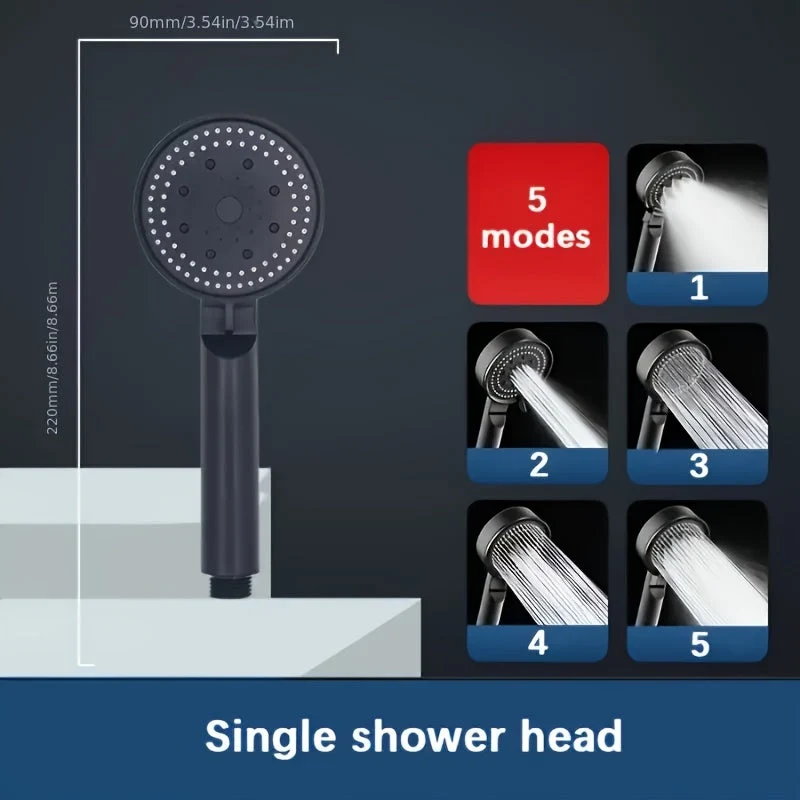 Euroselle Premium Hand Showerhead With 5-Mode High-Pressure Spray