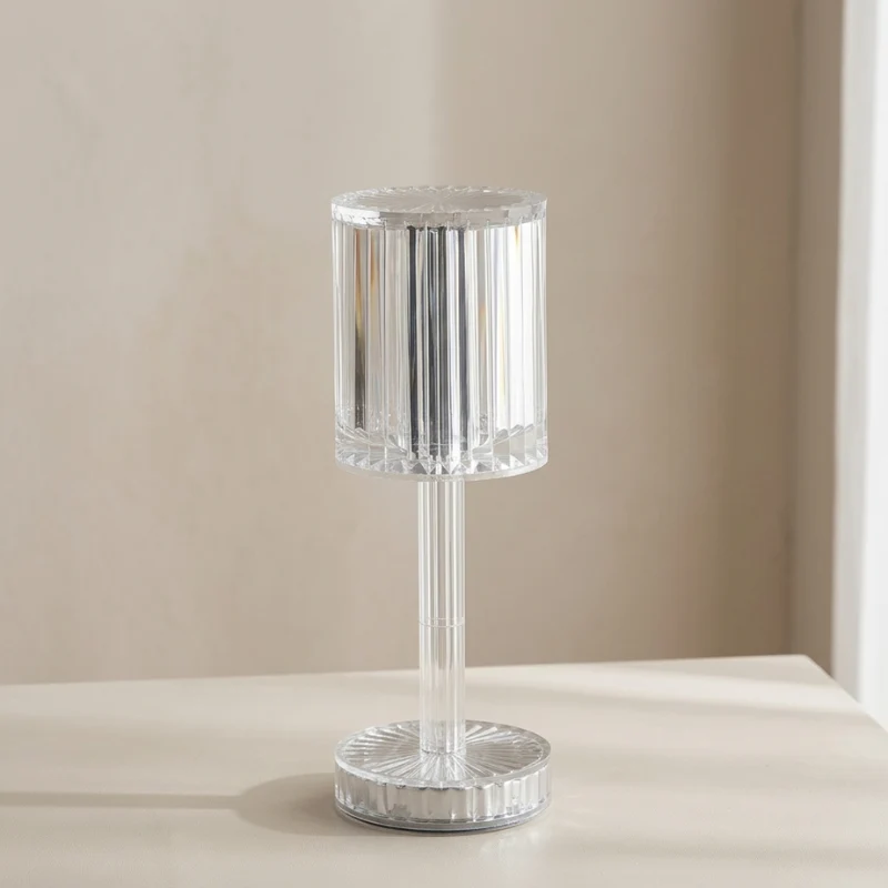 Euroselle Crystal LED Dimmable USB Rechargeable Table Lamp, Elegant Design