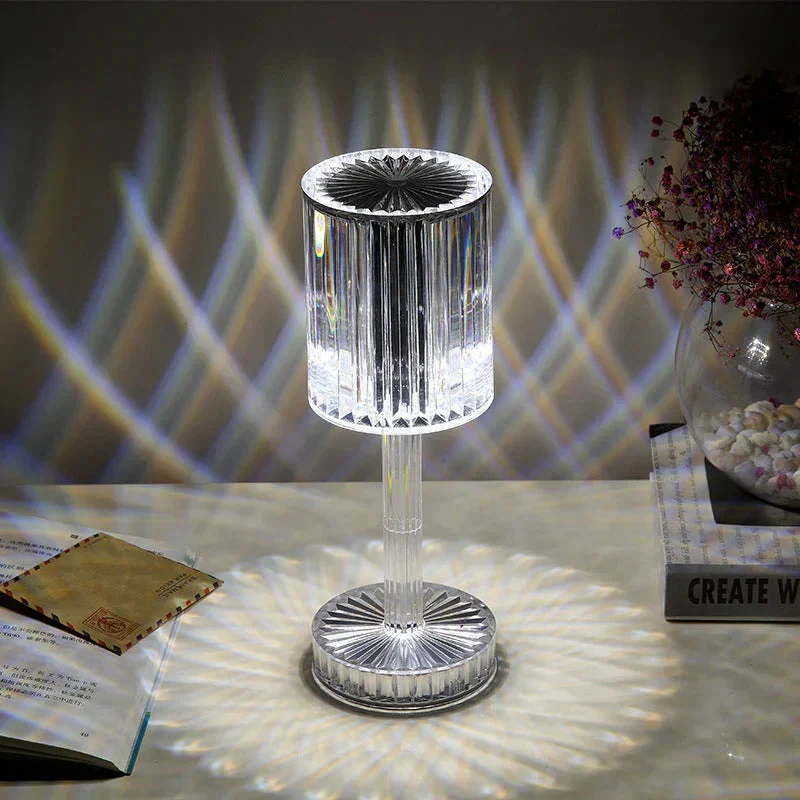Euroselle Crystal LED Dimmable USB Rechargeable Table Lamp, Elegant Design