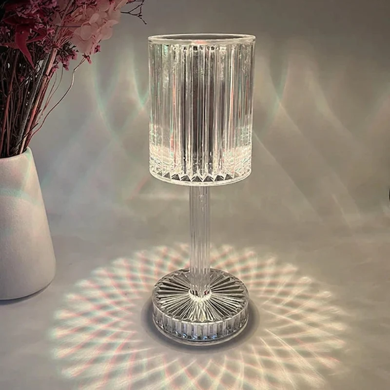 Euroselle Crystal LED Dimmable USB Rechargeable Table Lamp, Elegant Design