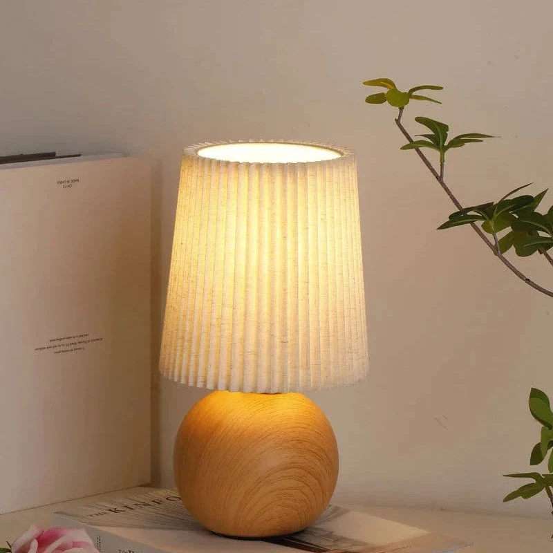 Cordless LED Table Lamp With Fabric Shade And Ceramic Base Euroselle