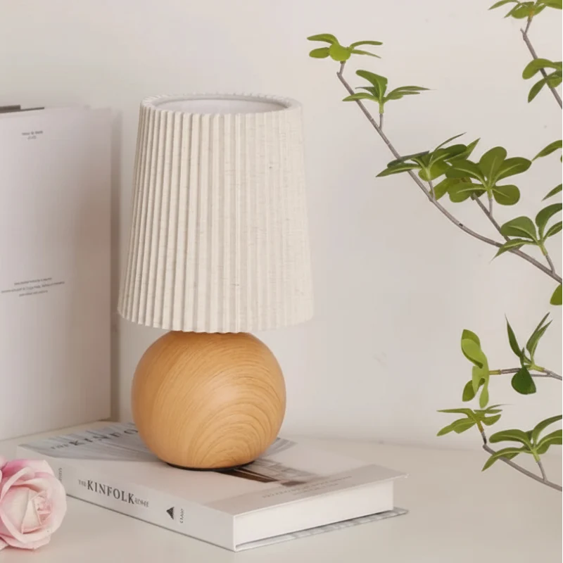 Cordless LED Table Lamp With Fabric Shade And Ceramic Base Euroselle