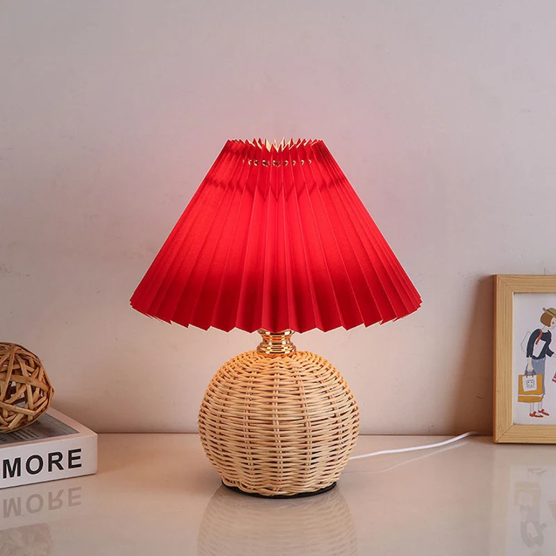 Euroselle Table Lamp With Fabric Shade And Metal Or Wood Base For Desk Or Bedside