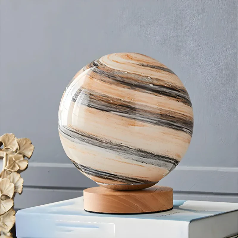 Euroselle Rechargeable Table Lamp With Glass Globe Warm LED Light