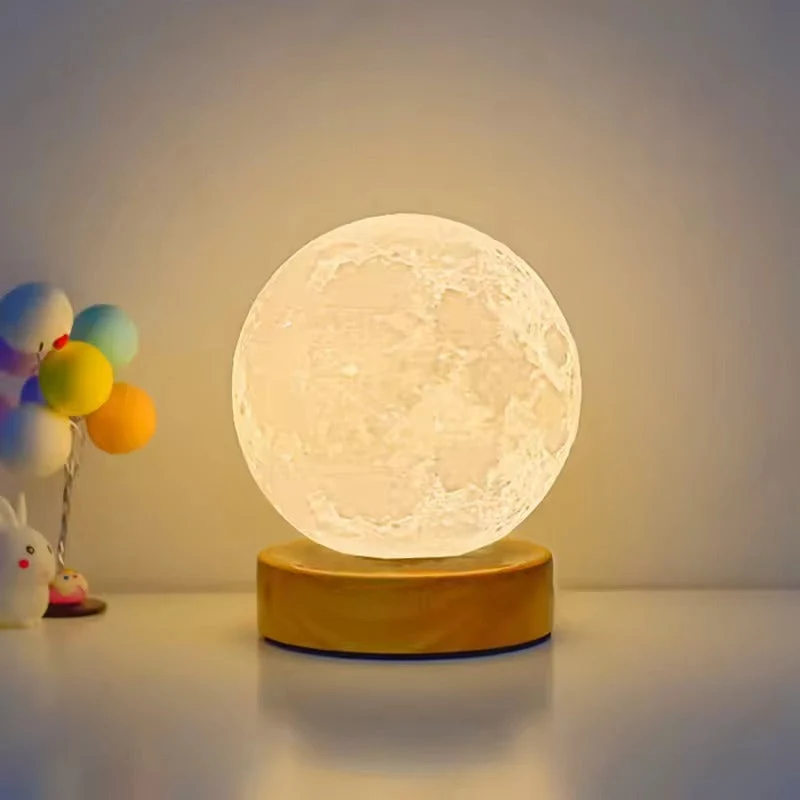 Euroselle Table Lamp With Glass Globe And Wood Base LED Dimmable Plug In