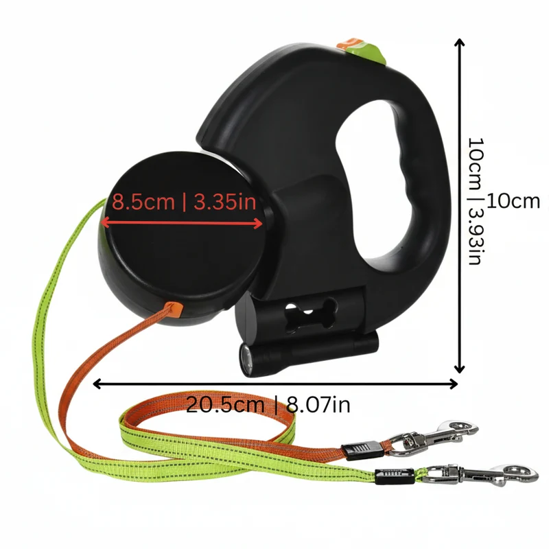 Euroselle Dual Dog Leash With LED And Tangle-Free Design