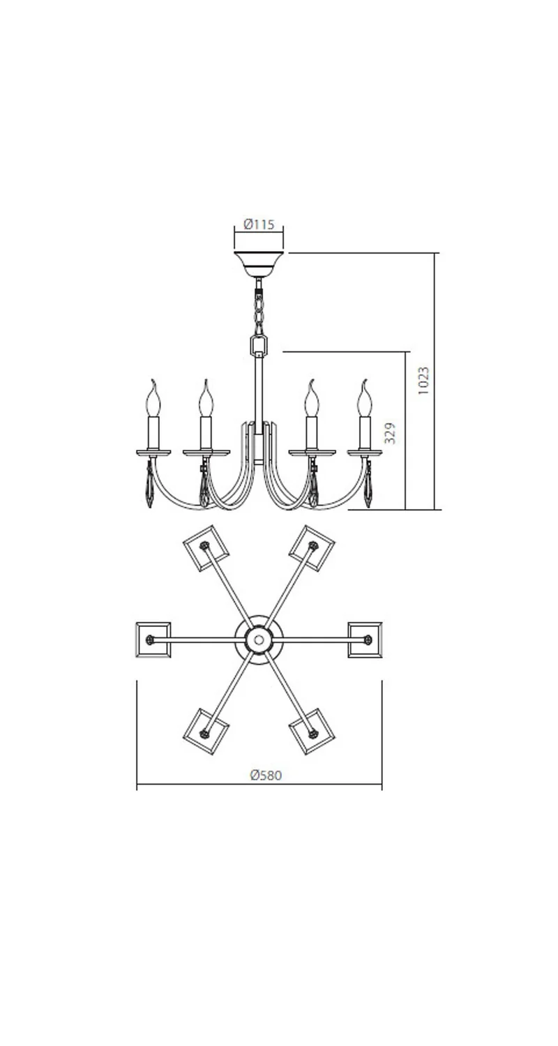 Kronleuchter Elisir 6-flammig Messingfarben
