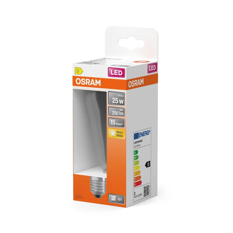 OSRAM LED Lampe LED Retrofit CLASSIC ST 2.5W 827 Clear E27, 250 lm, 2700 K, Warmweiß