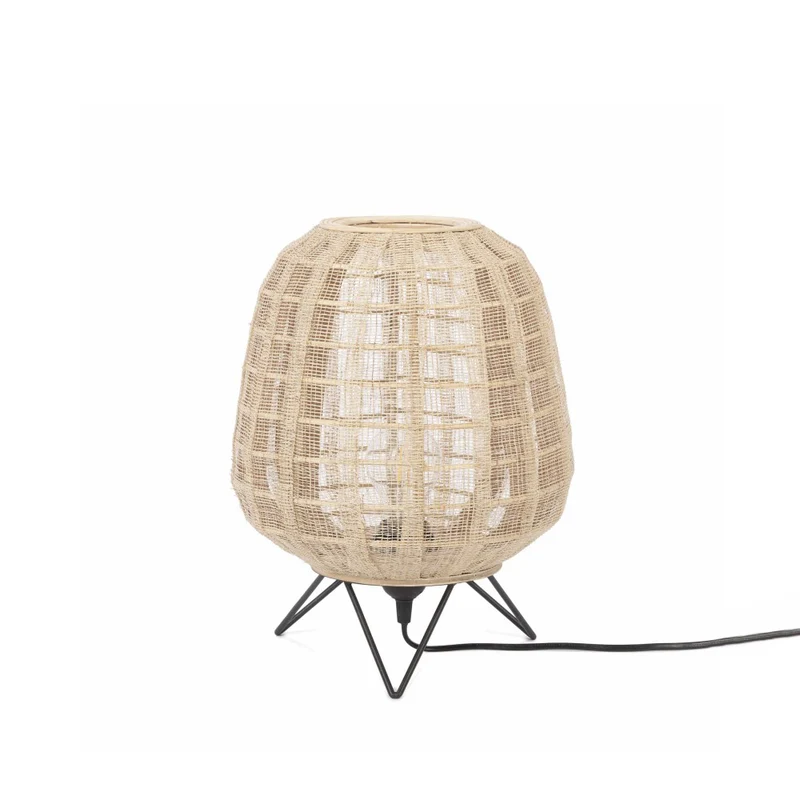 Tischlampe Maru aus Bambusgeflecht, naturfarben