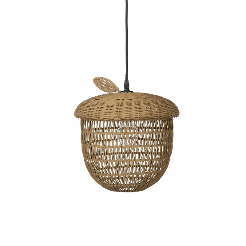 Hängelampe Eichel Vido aus Rattan, naturfarben