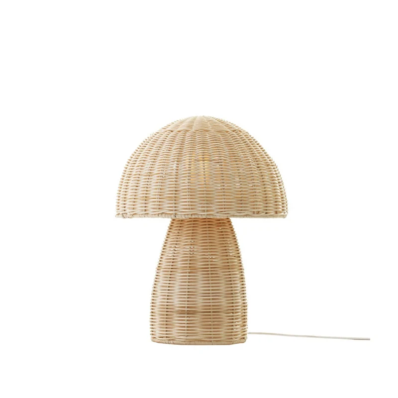 Tischlampe Pilz Lipa aus Rattan, naturfarben