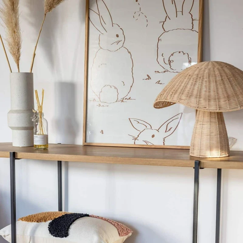 Stehlampe Pilz Mushroom aus Rattan, naturfarben