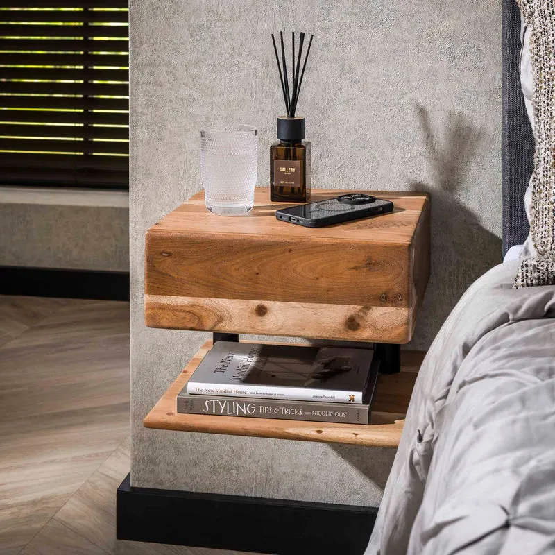 Nachttisch shelve 1 Schublade – Massiv Akazie Natur