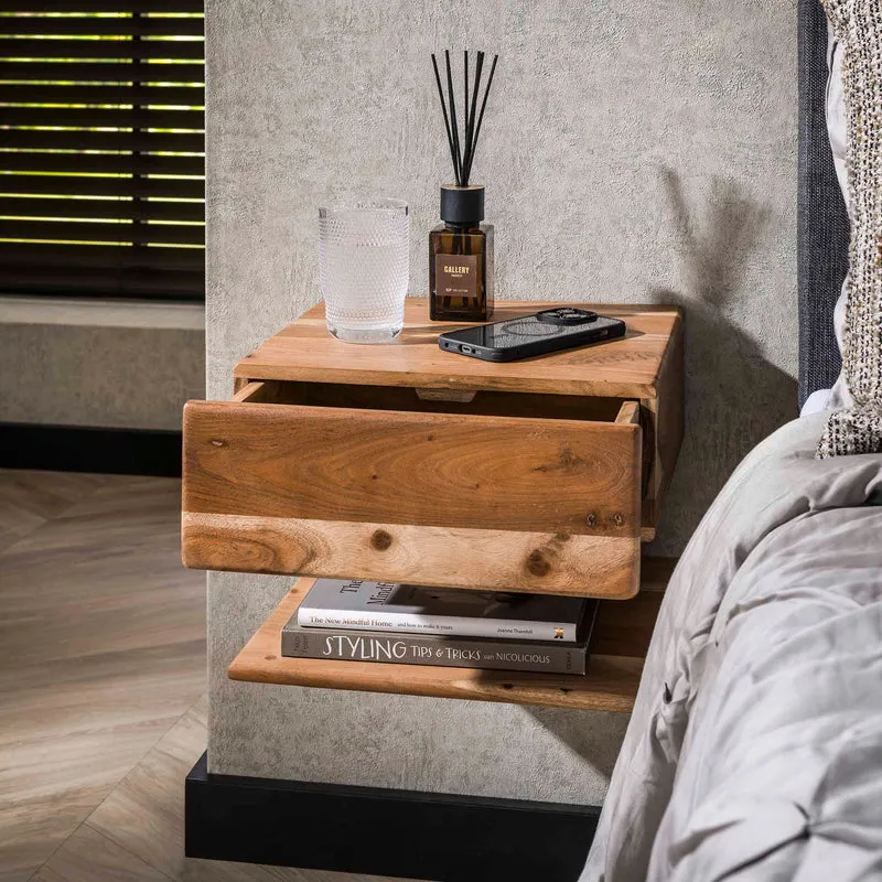 Nachttisch shelve 1 Schublade – Massiv Akazie Natur