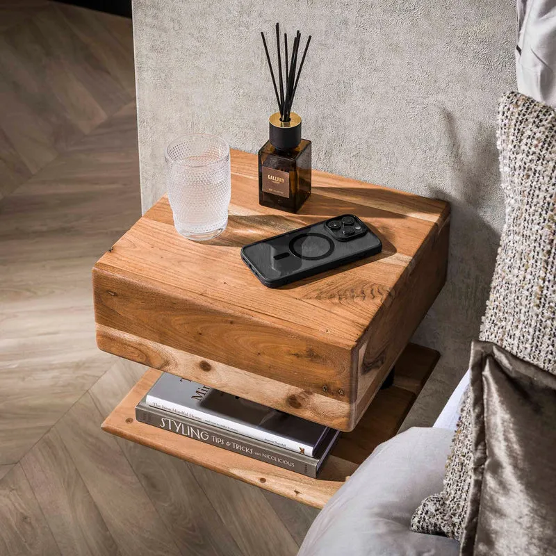 Nachttisch shelve 1 Schublade – Massiv Akazie Natur