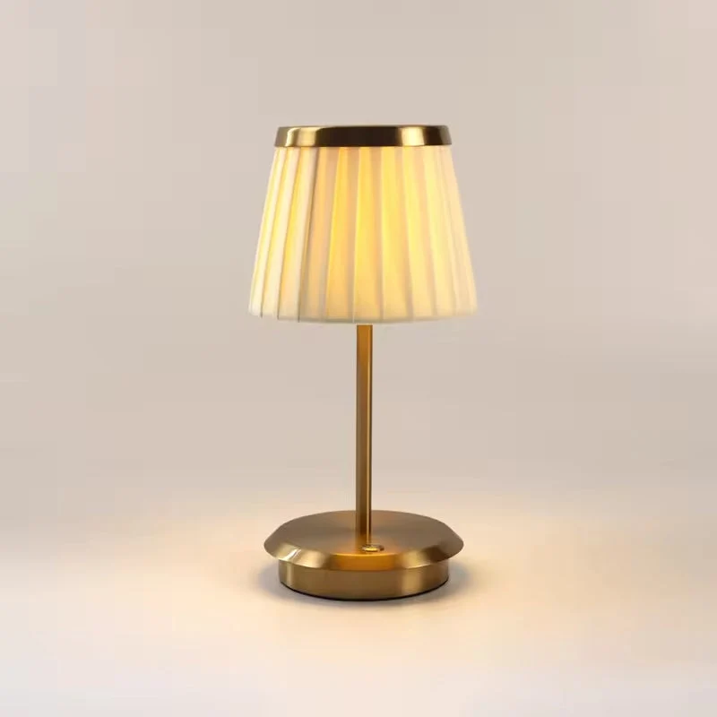 Euroselle Table Lamp With Iron Frame And Fabric Shade, Adjustable Height LED