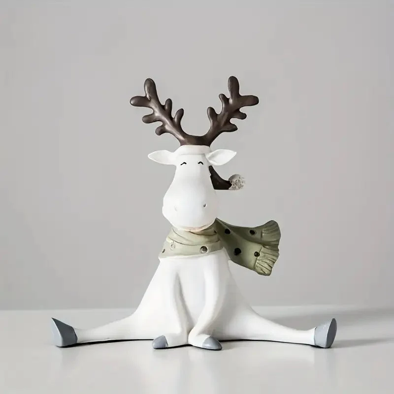 Euroselle Handcrafted Holiday Reindeer Figurine With Cozy Scarf 5.5 Inch