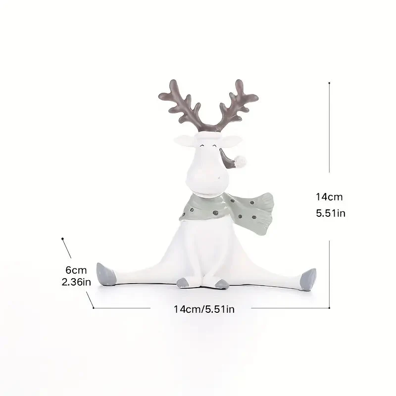 Euroselle Handcrafted Holiday Reindeer Figurine With Cozy Scarf 5.5 Inch