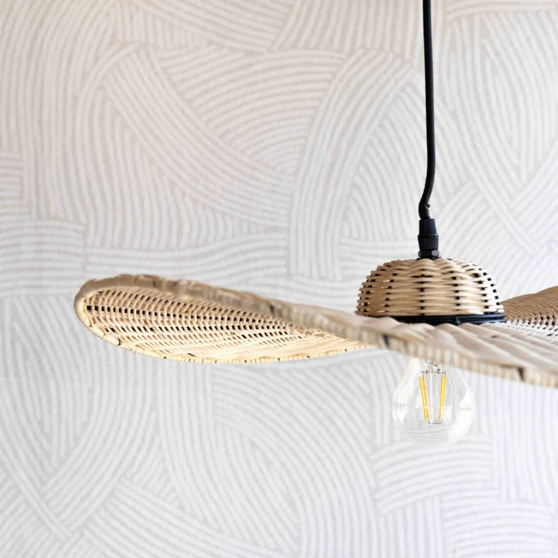 Hängelampe Vaian aus Rattan, naturfarben