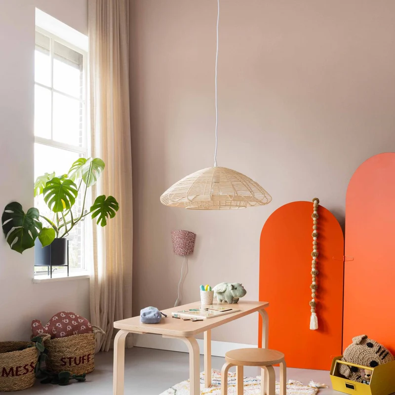 Hängelampe Zandi aus Rattan, beige